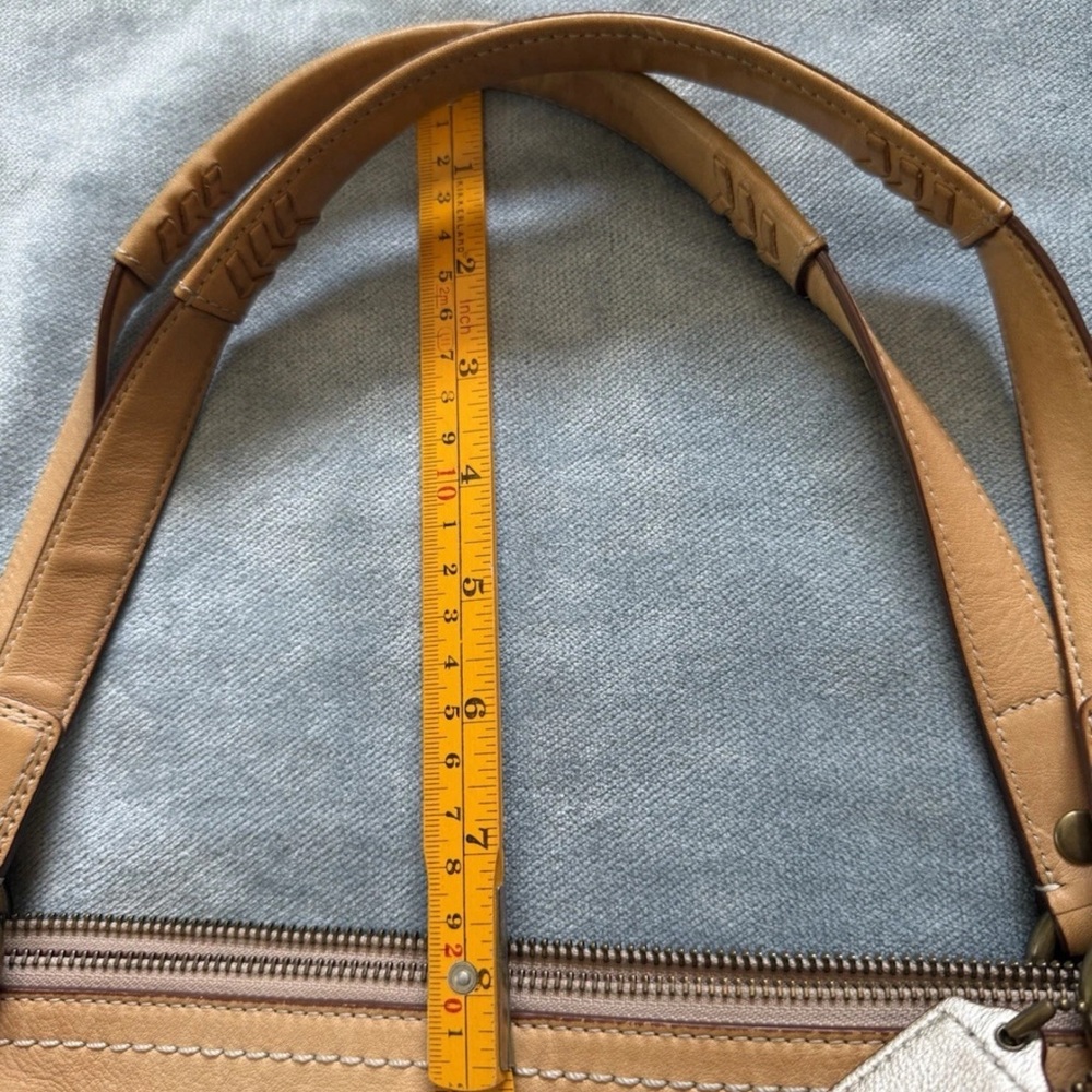 Coach Poppy Whipstitch Natural Leather Brass Glam Tote Purse Large Shoulder Bag - Picture 13 of 16